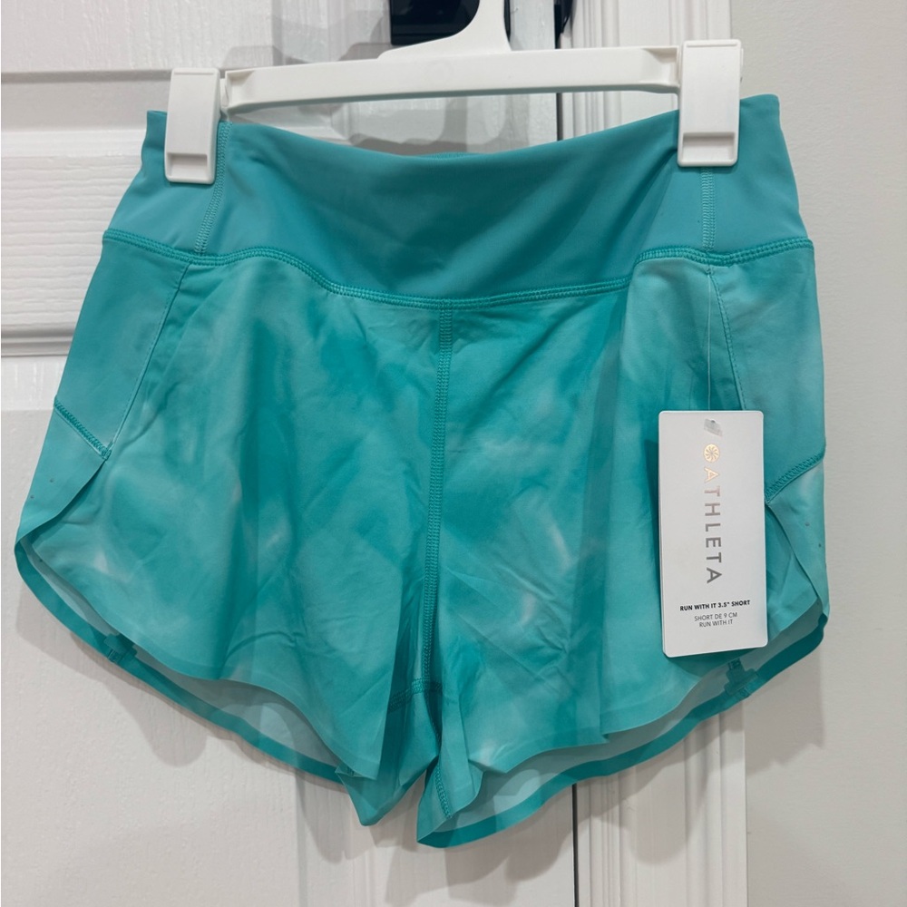 Athleta Women's Teal Tie Dye Athletic Shorts